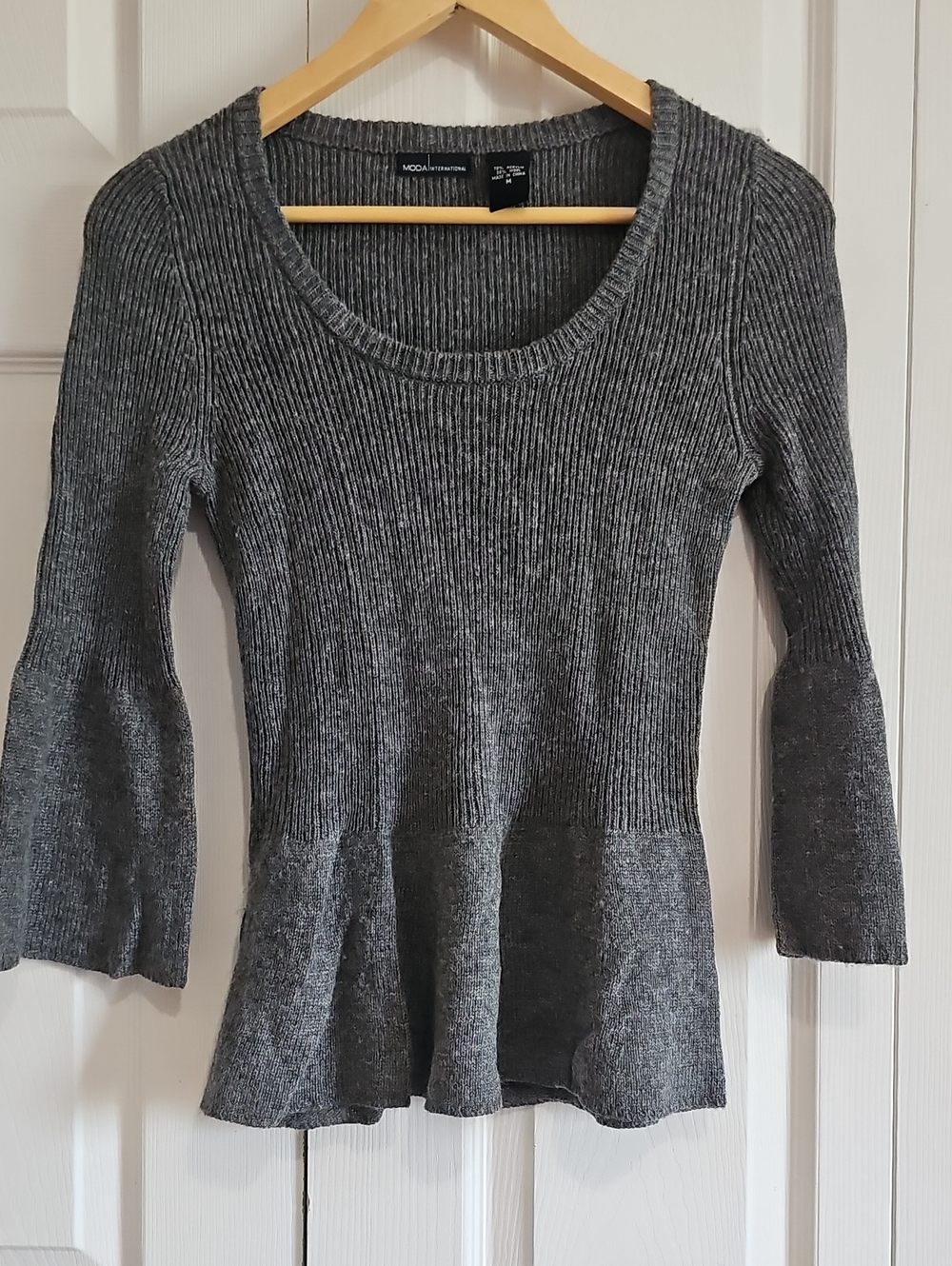 Moda International Rib Knit Peplum Sweater - Size M